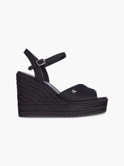 Calvin Klein Cipők HU566116 | Calvin Klein Espadrille Wedge Női Szandál Fekete